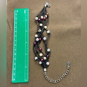 Silk and beaded adjustable bracelet